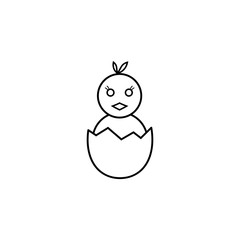 Chick hatched from an egg line icon, religion & holiday elements, Happy easter sign, a linear pattern on a white background, eps 10.