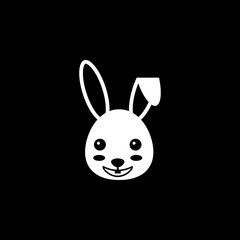 Happy Easter bunny solid icon, religion & holiday elements, rabbit sign, a filled pattern on a black background, eps 10.