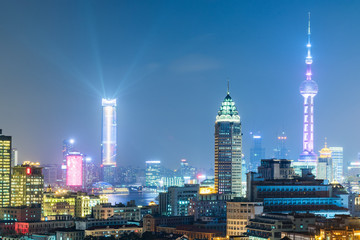 Fototapeta na wymiar Shanghai business district at night,building group of China.