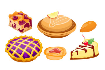 Homemade organic pie dessert vector illustration.