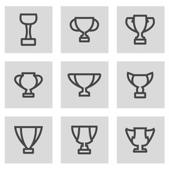 Vector line trophy icons set
