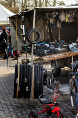 Fototapeta na wymiar Fahrradzubehör auf einem Trödelmarkt in Greven
