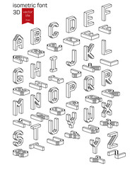 Isometric alphabet font. Stylized 3D icons for web and mobile devices.
