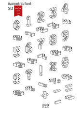 Isometric alphabet font. Stylized 3D icons for web and mobile devices.