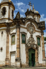 Fototapeta premium Close up of historic baroque church Igreja Sao Francisco de Assis, Ouro Preto, UNESCO World heritage site, Minas Gerais, Brazil