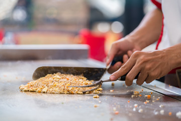 chef cooking homemade spicy fried rice