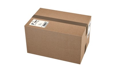 shipping cardboard box isolated on white