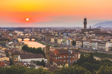 Fototapeta na wymiar Panoramic view of Florence at sunset