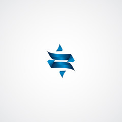Abstract Blue Ribbon Logo Icon / Abstract web Icon and logo sample