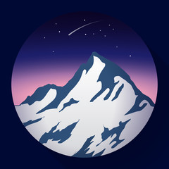 Obraz premium mountain peak at night and Comet icon