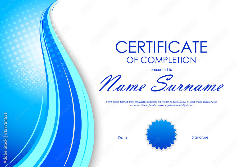 Poster certificate of completion template