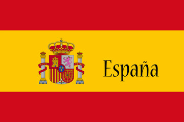 Obraz premium Spanish National Flag With Country Name Written On It 3D illustration