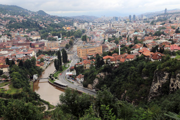 Aerial view of Sarajevo, Bosnia and Herzegovina