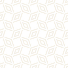 Subtle Ornament With Striped Rhombuses. Vector Seamless Monochrome Pattern