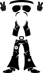 Cartoon Hippie Boy in Silhouette