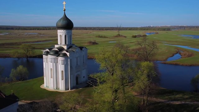 Church of the intercession on the Nerl in Bogolyubovo, aerial shot