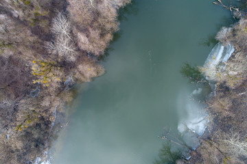 Aerial image of frozen river