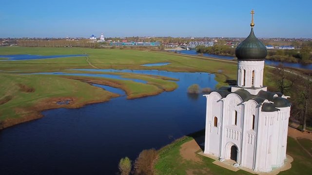 Church of the intercession on the Nerl in Bogolyubovo, aerial shot