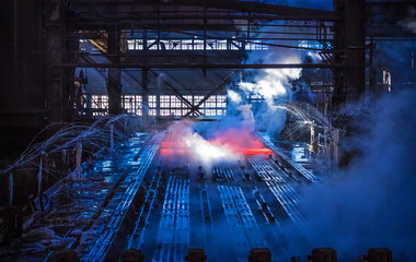 metallurgical plant workshop rolled steel, industrial background