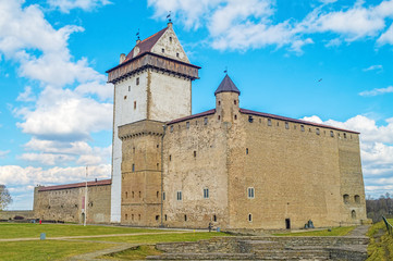 Fototapeta na wymiar Herman Narva Castle facade, Narva, Estonia.