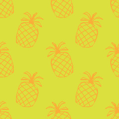 Seamless vector pattern with hand drawn pineapples