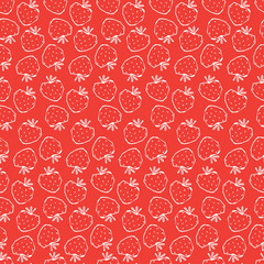 Seamless vector pattern with hand drawn strawberry