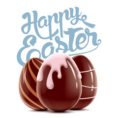 Happy Easter background with chocolate eggs