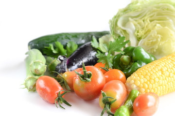 fresh vegetables in white background