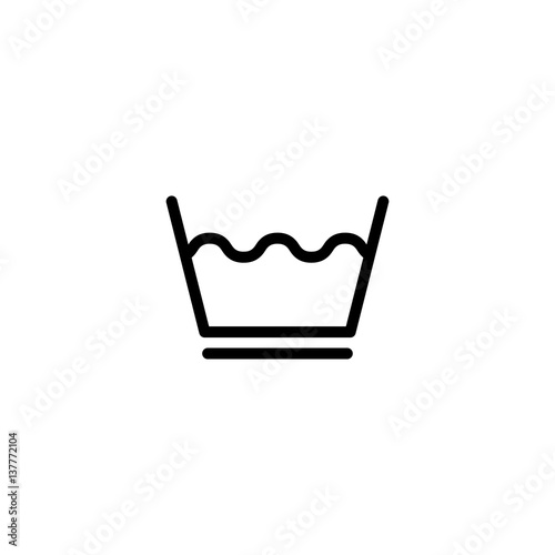 "permanent press washing laundry symbol line icon black on white" Stock image and royaltyfree