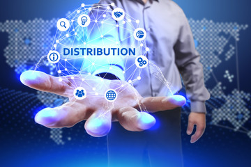 Business, Technology, Internet and network concept. Young businessman shows the word on the virtual...