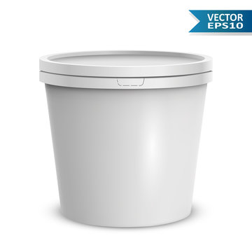 Blank White Ice Cream Round Container.