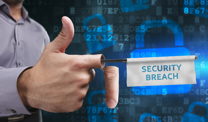 Business, Technology, Internet and network concept. Young entrepreneurs have a creative approach to the presentation: Security breach