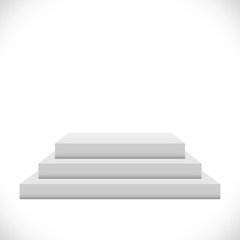 Empty white 3 steps podium vector template.