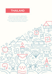 Fototapeta na wymiar Welcome to Thailand - line design brochure poster template A4