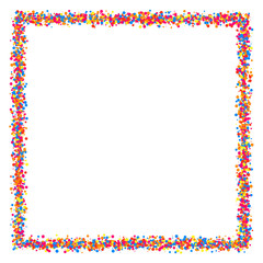 Colored frame isolated on white background. Colorful explosion of  confetti.  Flat design element. Vector illustration,eps 10.