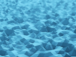 Abstract blue polygonal 3D surface background.