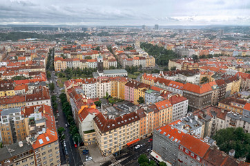 Fototapeta na wymiar Czech Republic. Prague. The view from the height on the houses in Prague.