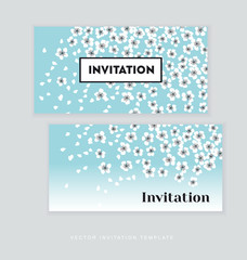 spring blossom invitation card template. simple elegant floral vector illustration for header. cover, wedding prints