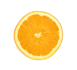 Slice of fresh orange isolated on white background