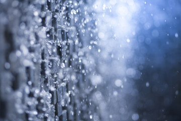 waterfall with cube wall