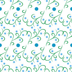 Flower and twig seamless pattern