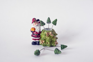 fruit skewers in the form of Santa Claus and Christmas tree