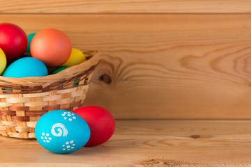 basket with eggs for Easter, and space on the right frame