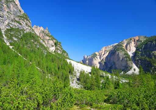 Mountain landscape in Fanes Nature Park - Italian Alps