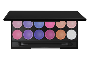 colorful eyeshadow palette and blush for make-up