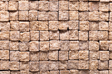 Small pieces of brown sugar , top view
