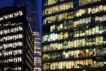 Obraz premium windows of Skyscraper Business Office, Corporate building in London City, England, UK