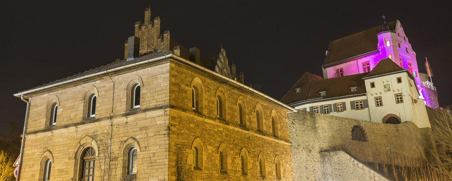 castle alzenau germany at night