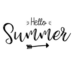 Hello summer inspiration quotes lettering. Calligraphy graphic design sign element. Vector Hand written style Quote design letter element