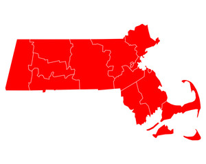 Fototapeta premium Karte von Massachusetts